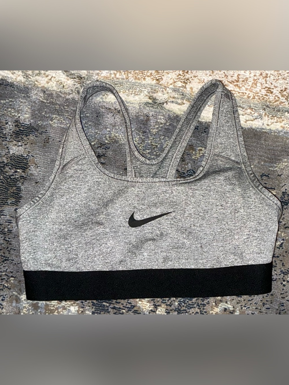 Girls Nike Grey Heather & Black Racerback Sports Bra